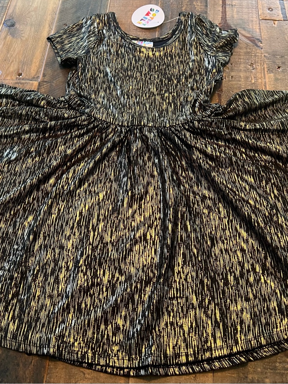 Dot Dot Smile size 3/4 girls Gold shimmer Cap twirl dress